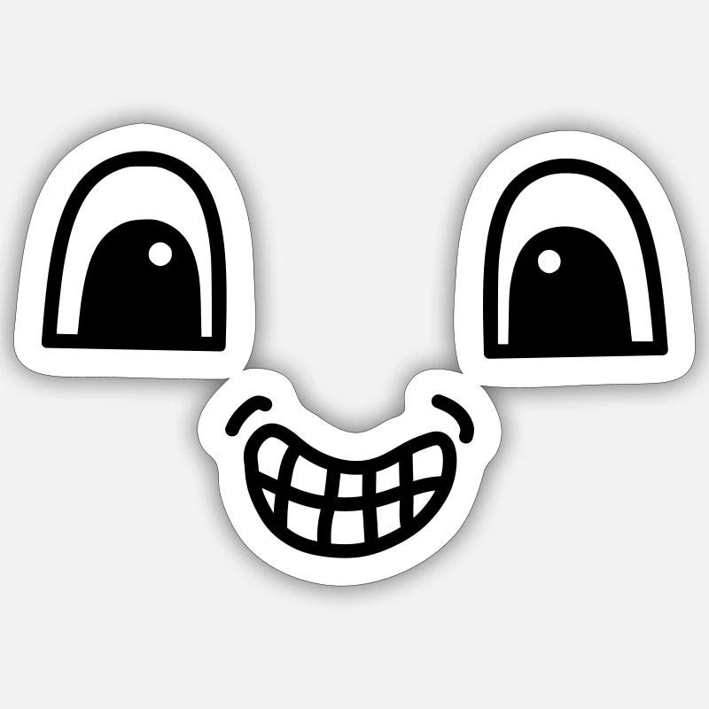 Cute face showing teeth - Sticker size S (10 x 10 cm) - white matte
