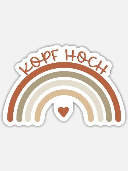 Kopf hoch! regenbogen - Sticker Größe S (10 x 10 cm) - Mattweiß