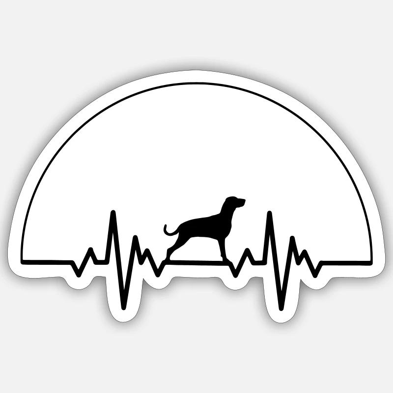 Herzschlag Weimaraner - Sticker Größe S (10 x 10 cm) - Mattweiß