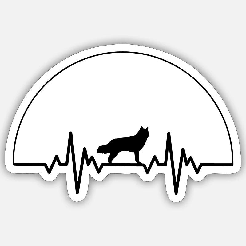Herzschlag Sibirian Husky - Sticker Größe S (10 x 10 cm) - Mattweiß