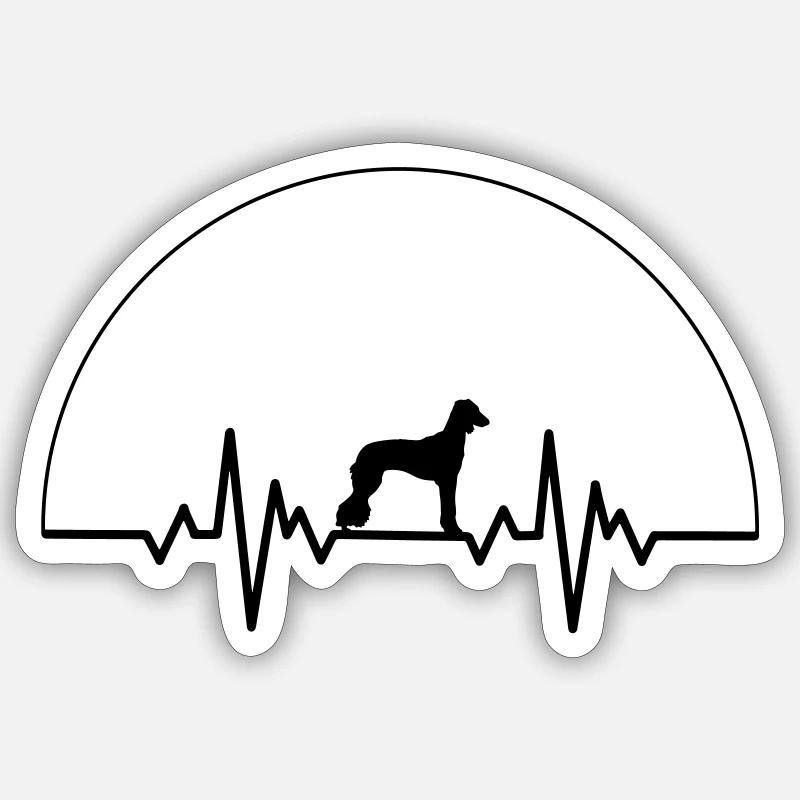 Herzschlag Saluki - Sticker Größe S (10 x 10 cm) - Mattweiß