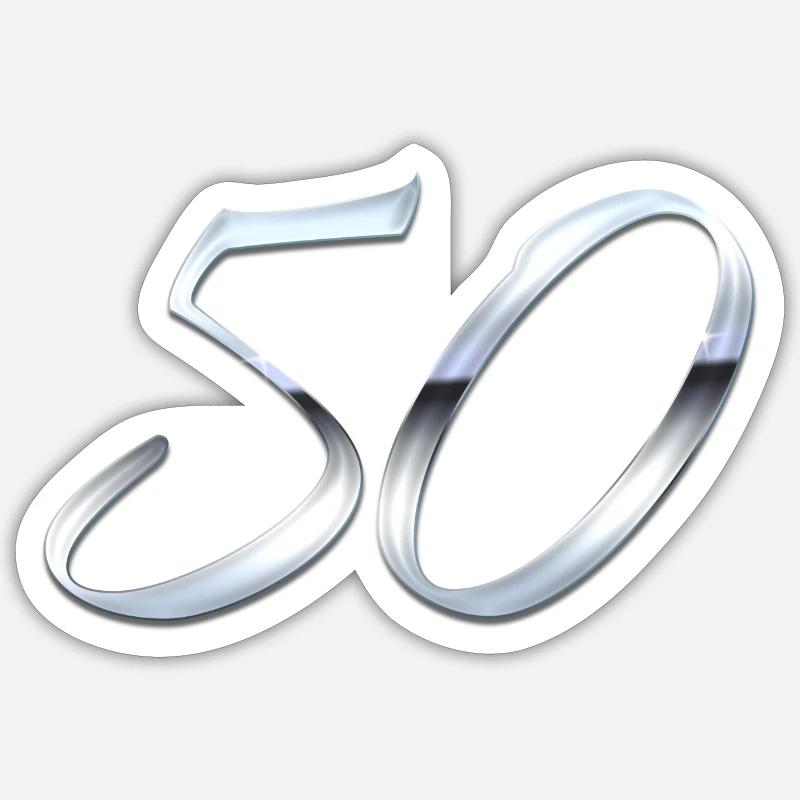 Argent 50 - Sticker taille S (10 x 10 cm) - blanc mat