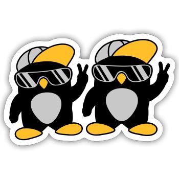 2 Freunde coole Pinguine - Sticker Größe S (10 x 10 cm) - Mattweiß - Vorne