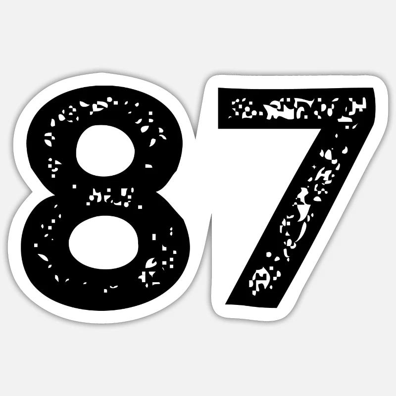 87 Number jersey - Sticker size S (10 x 10 cm) - white matte