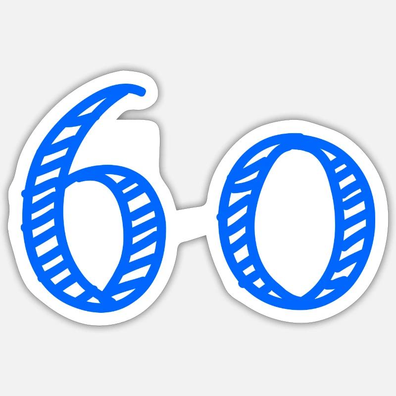 60 ANS. 60e ANNIVERSAIRE. ANNIVERSAIRE 60 ANS. 60 - Sticker taille S (10 x 10 cm) - blanc mat