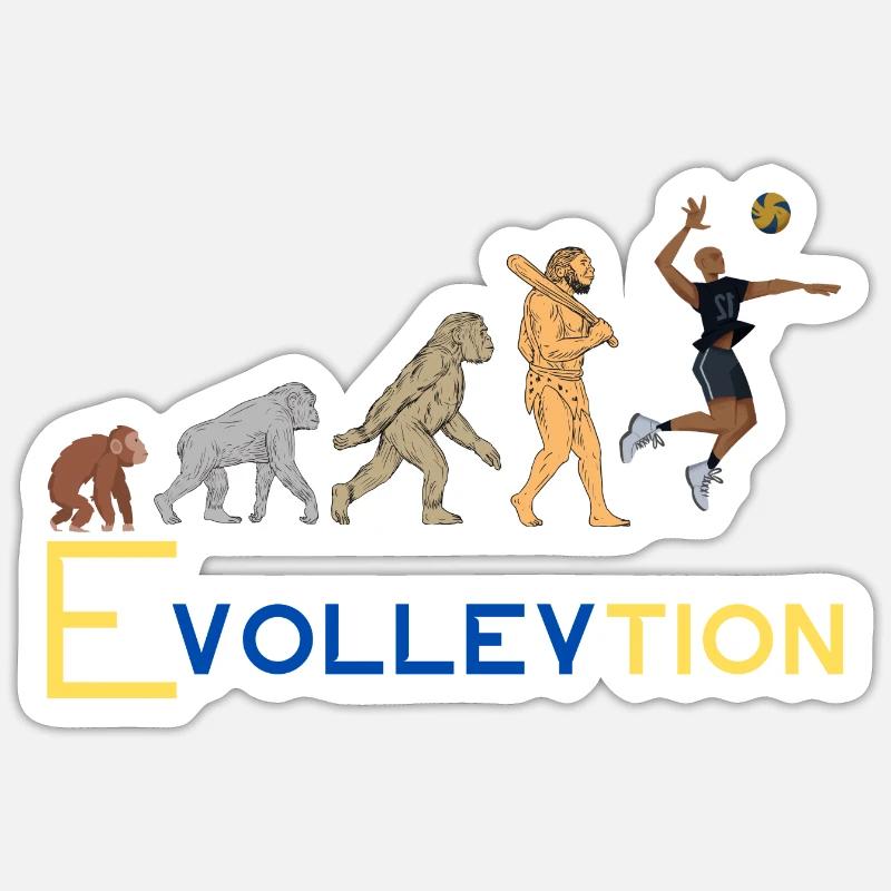 Volleyball Evolution - Sticker Größe S (10 x 10 cm) - Mattweiß