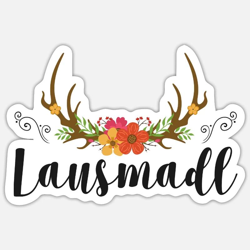 Lausmadl | Trachten Mode Dirndl - Sticker Größe S (10 x 10 cm) - Mattweiß