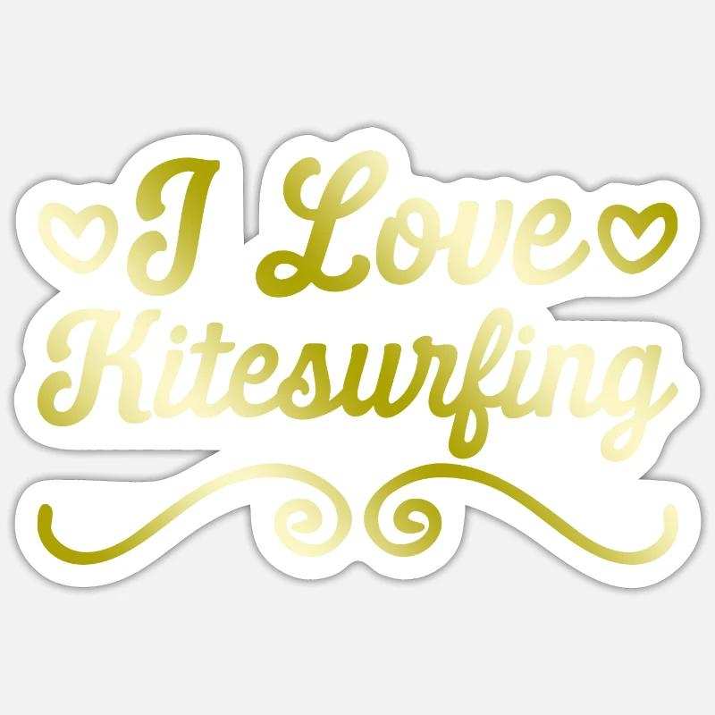 J’adore le kitesurf - Sticker taille S (10 x 10 cm) - blanc mat
