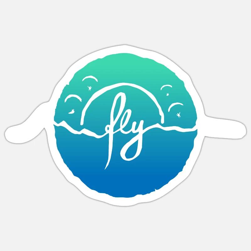 fly Alps blau - Sticker Größe S (10 x 10 cm) - Mattweiß