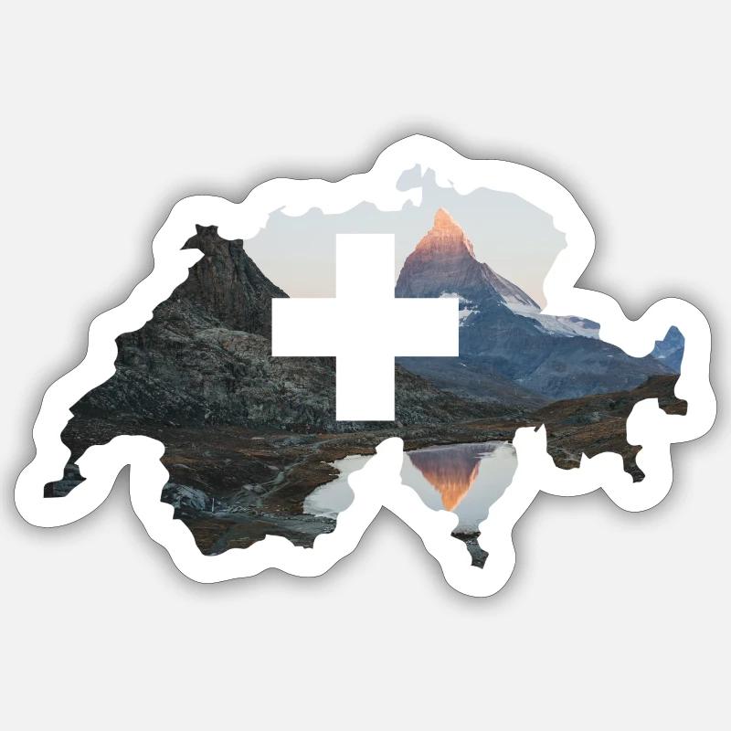 Suisse - Sticker taille S (10 x 10 cm) - blanc mat