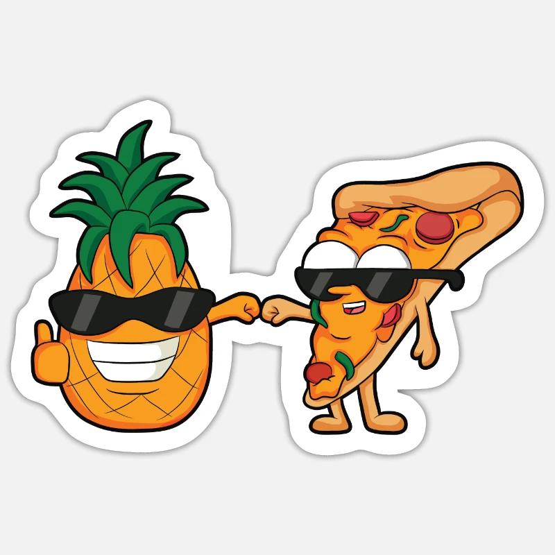 conception de dessins animés de pizza et d’ananas Sticker taille S (10 x 10 cm)