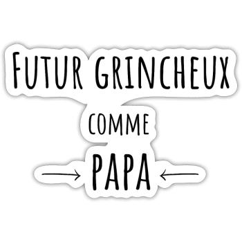 Grincheux Comme Papa Cadeau bébé - Sticker taille S (10 x 10 cm) - blanc mat - Devant