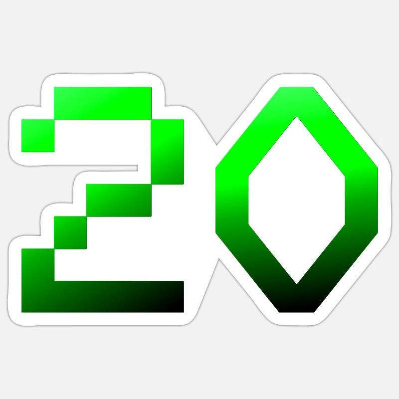 jubiläumsfeier, 20 Pixelig - Sticker Größe S (10 x 10 cm) - Mattweiß