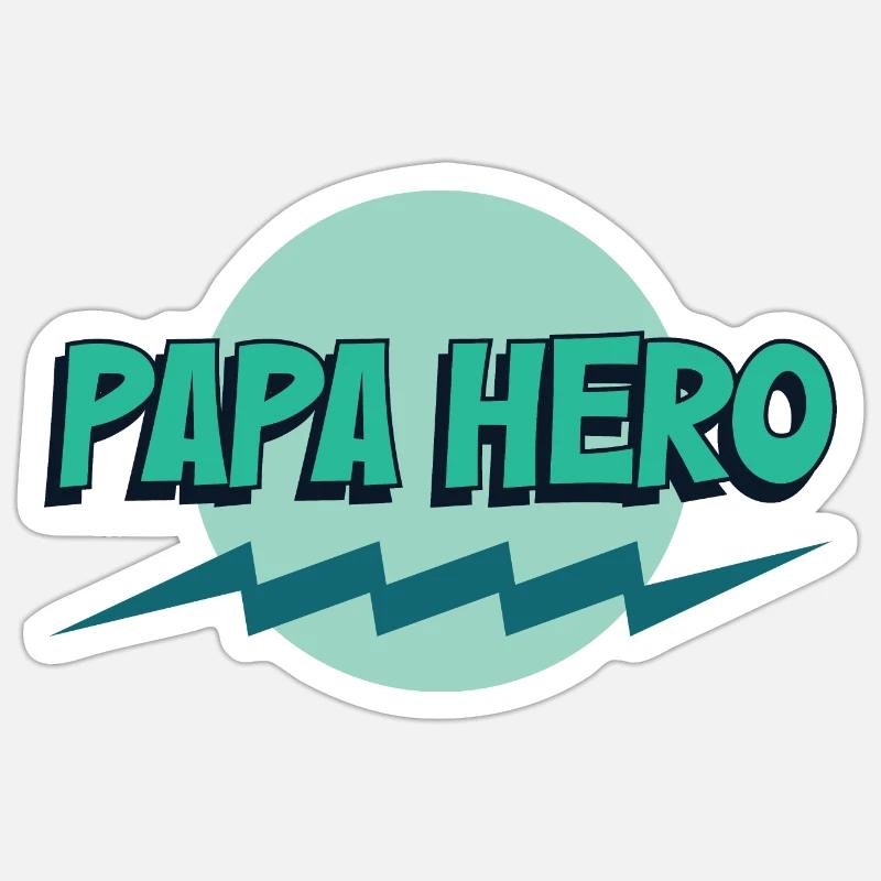Papa Held - Sticker Größe S (10 x 10 cm) - Mattweiß