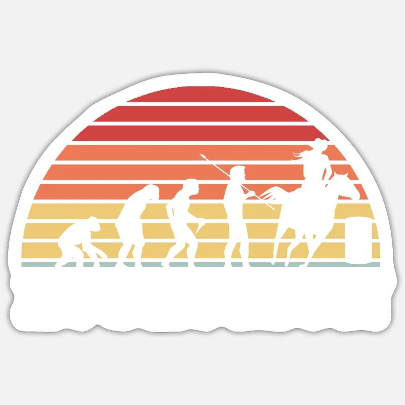 Fassrennen Evolution Barrel Racing Pferdesport - Sticker Größe S (10 x 10 cm) - Mattweiß
