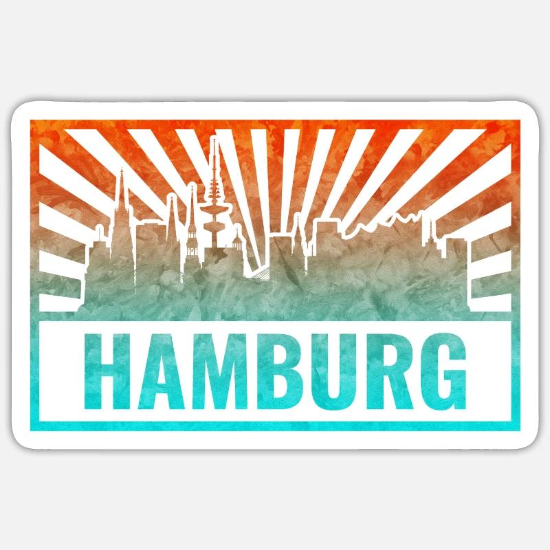 Hamburg Skyline Gradient - Sticker Größe S (10 x 10 cm) - Mattweiß