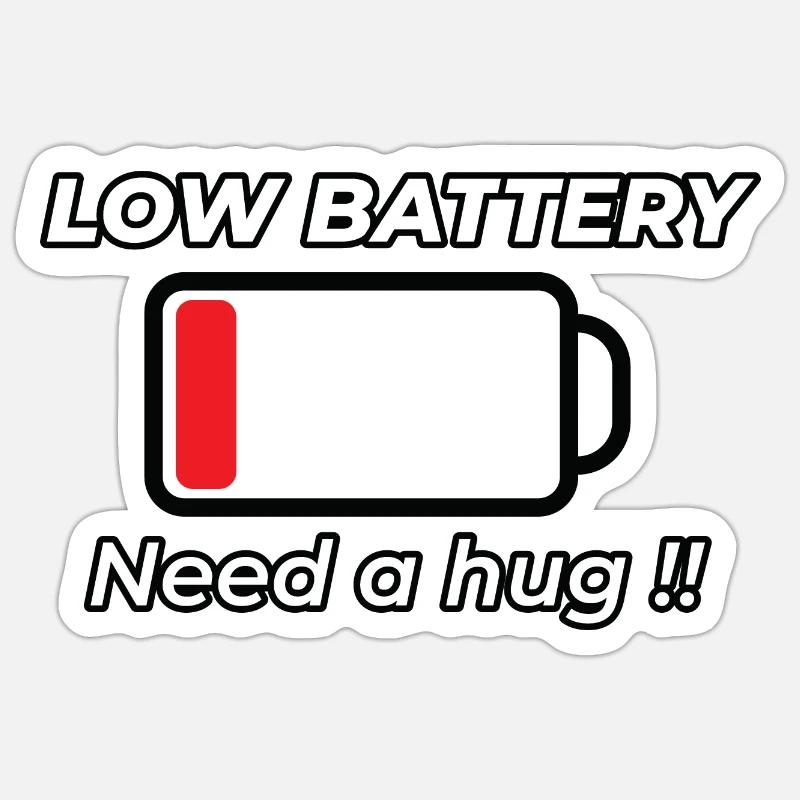 Low Battery Hug - Gift Idea - M/F Sticker size S (10 x 10 cm)