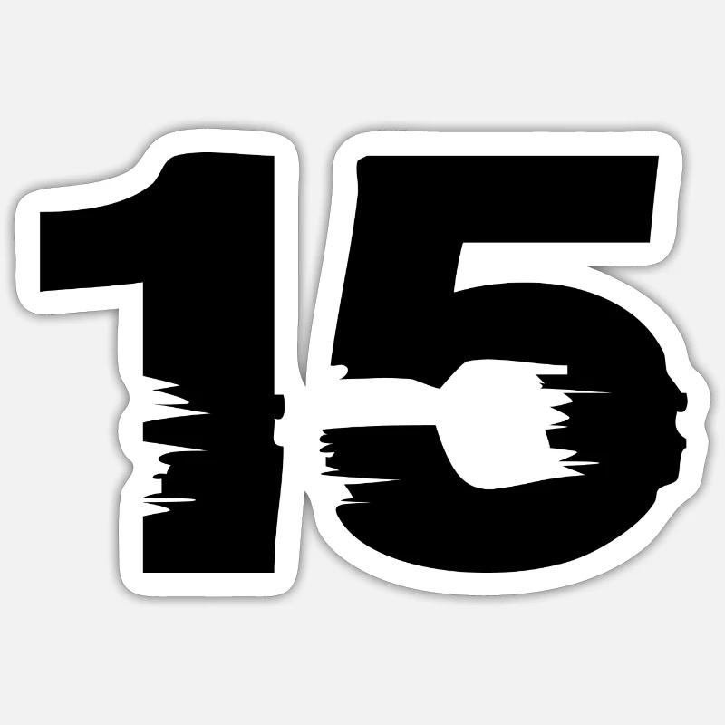 15 Numéro - Sticker taille S (10 x 10 cm) - blanc mat