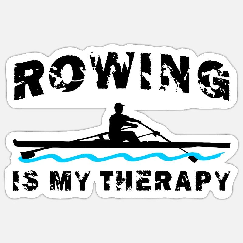 Rowing is my therapy, rowing, rowing - Sticker size S (10 x 10 cm) - white matte