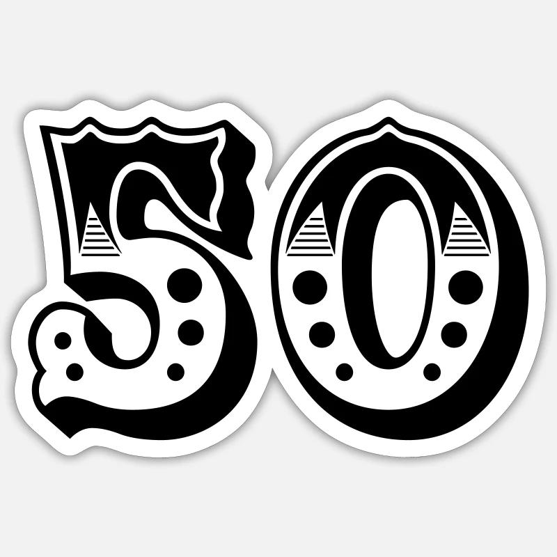 50 - Zahl - Nummer - Sticker Größe S (10 x 10 cm) - Mattweiß