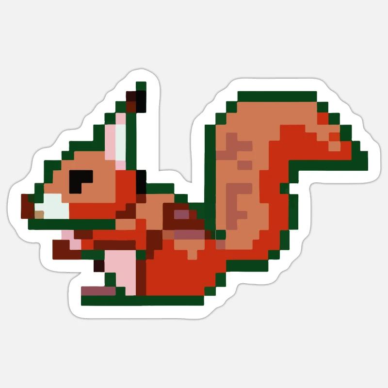 Eichhörnchen Pixel Art Geschenkidee - Sticker Größe S (10 x 10 cm) - Mattweiß