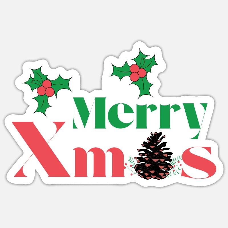 MERRY XMAS - Sticker taille S (10 x 10 cm) - blanc mat