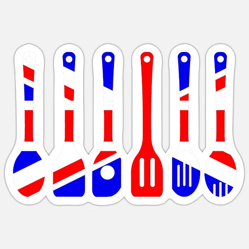 Union Jack Flag Kitchen Tools Silhouette Sticker size S (10 x 10 cm)