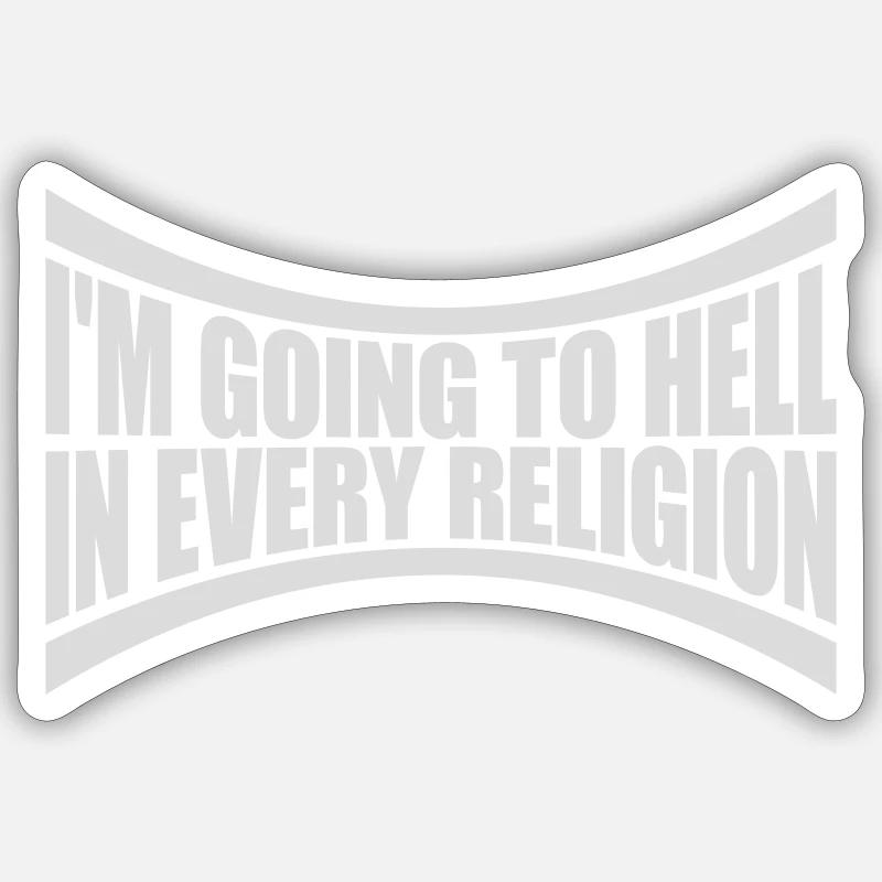 En allant en enfer - Sticker taille S (10 x 10 cm) - blanc mat