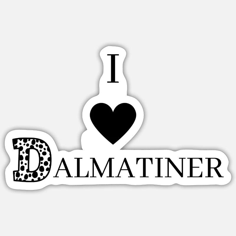 J’aime les Dalmatiens - Sticker taille S (10 x 10 cm) - blanc mat