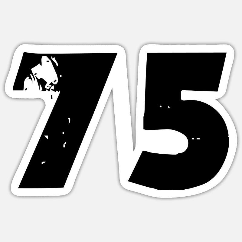 Numéro 75 - Sticker taille S (10 x 10 cm) - blanc mat