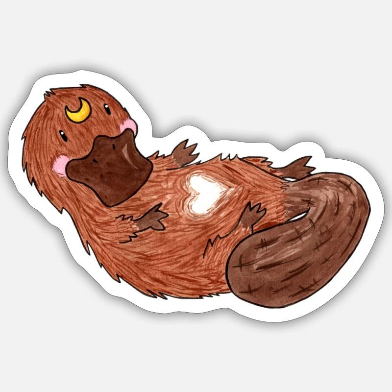 Ornithorynque - Sticker taille S (10 x 10 cm) - blanc mat