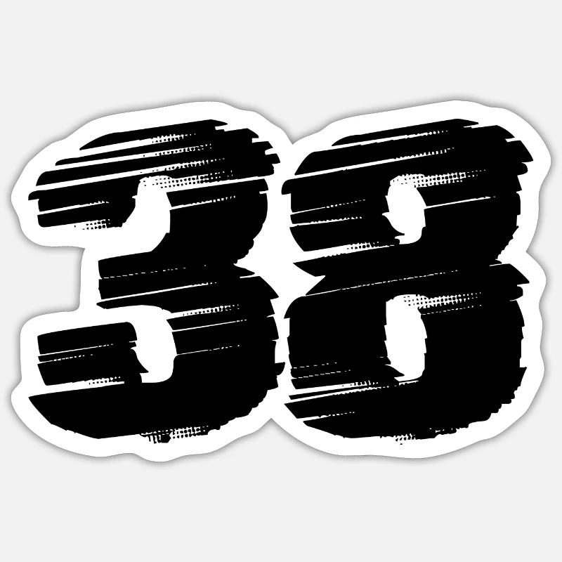 38 Number jersey - Sticker size S (10 x 10 cm) - white matte