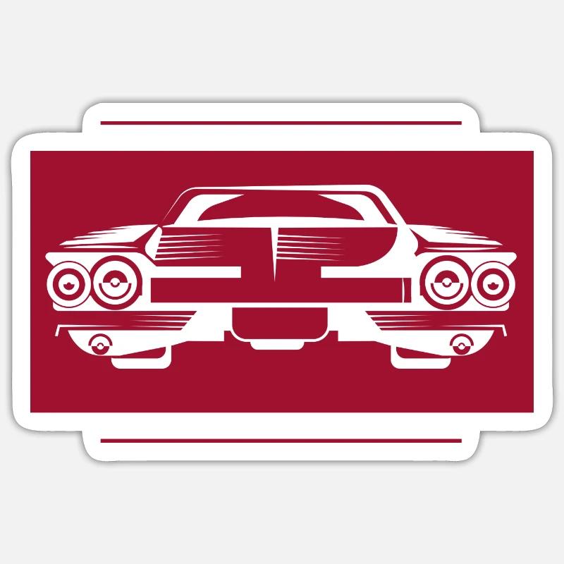 Auto - Cadillac - Oldtimer - Nostalgisch - Sticker Größe S (10 x 10 cm) - Mattweiß