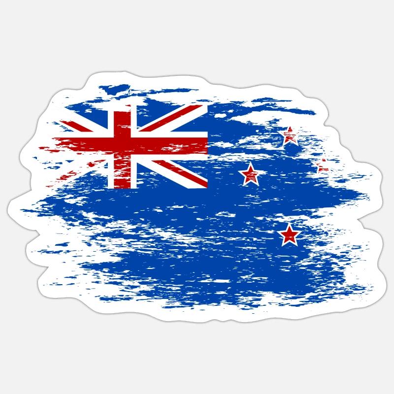 Drapeau néo-zélandais utilisé - Sticker taille S (10 x 10 cm) - blanc mat