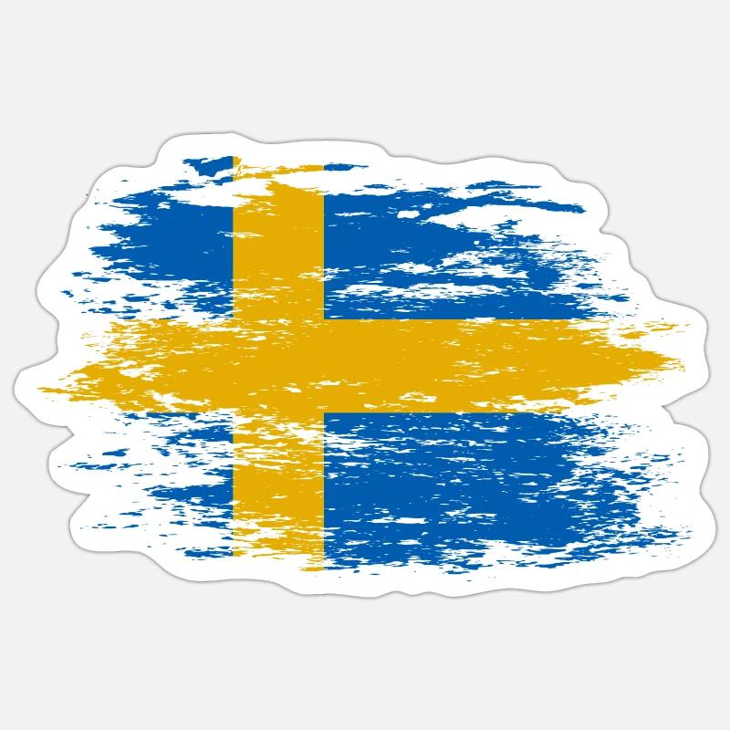 Drapeau de la Suède utilisé Sticker taille S (10 x 10 cm)