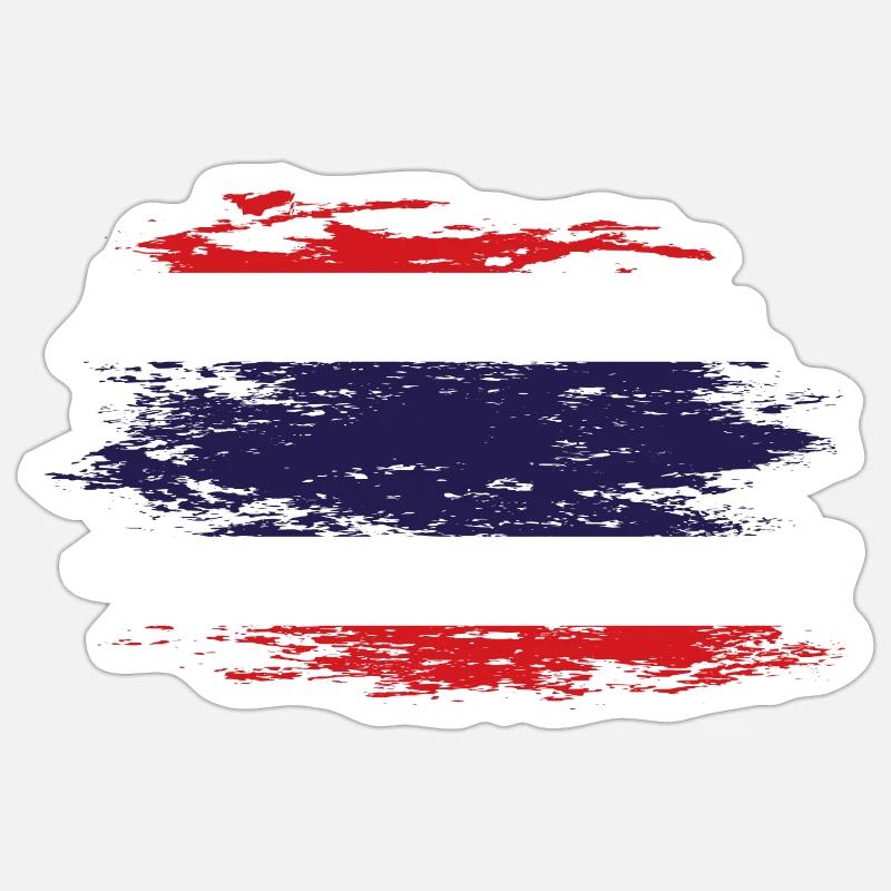 Drapeau thaïlandais utilisé Sticker taille S (10 x 10 cm)
