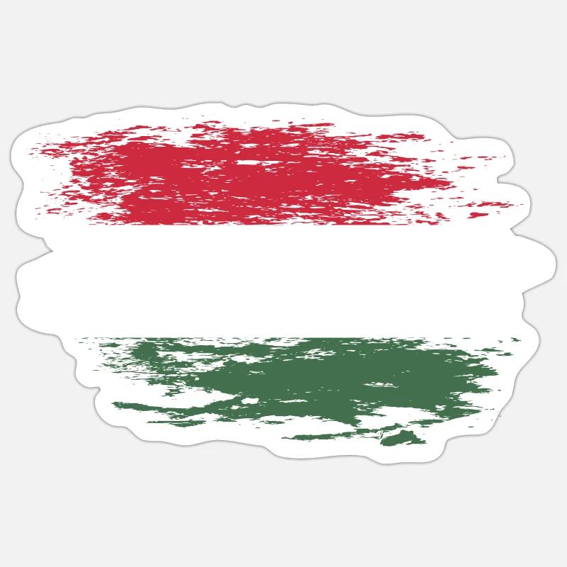 Drapeau de la Hongrie utilisé - Sticker taille S (10 x 10 cm) - blanc mat