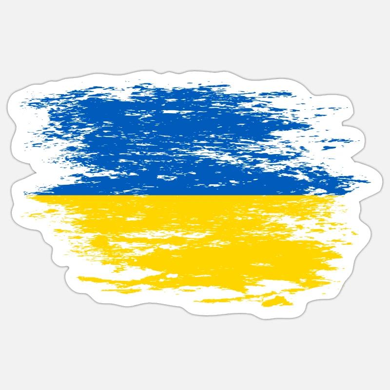 Drapeau ukrainien utilisé Sticker taille S (10 x 10 cm)