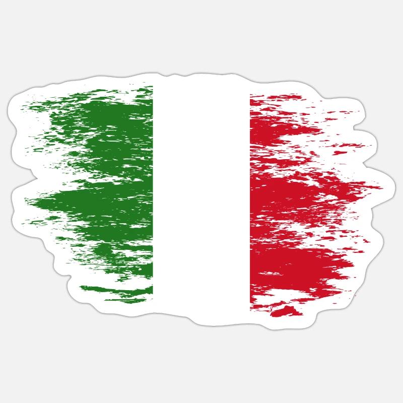 Drapeau de l’Italie utilisé - Sticker taille S (10 x 10 cm) - blanc mat