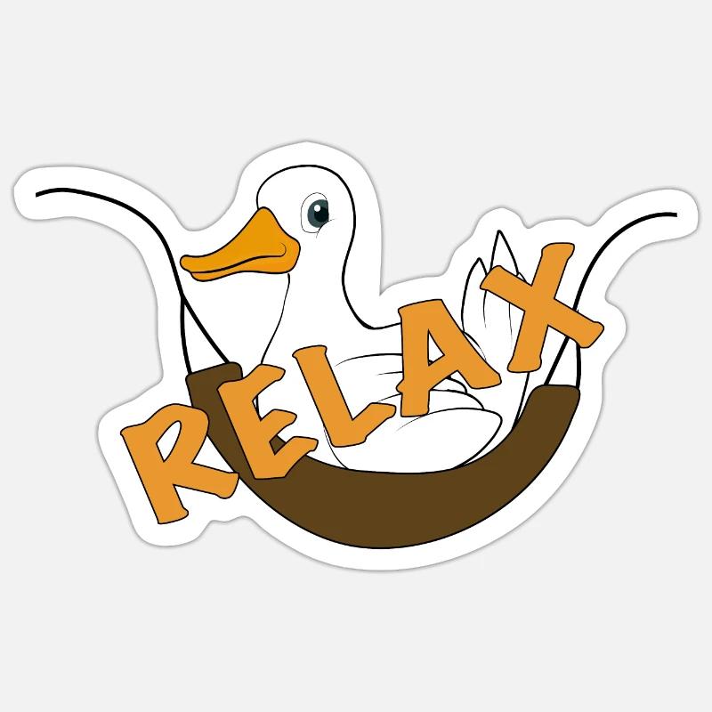 Funny duck saying relax - Sticker size S (10 x 10 cm) - white matte