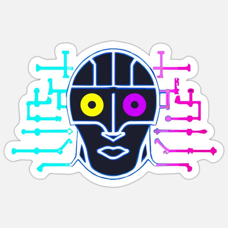 Neon Robot - Artificial Intelligence - Cyborg Sticker size S (10 x 10 cm)