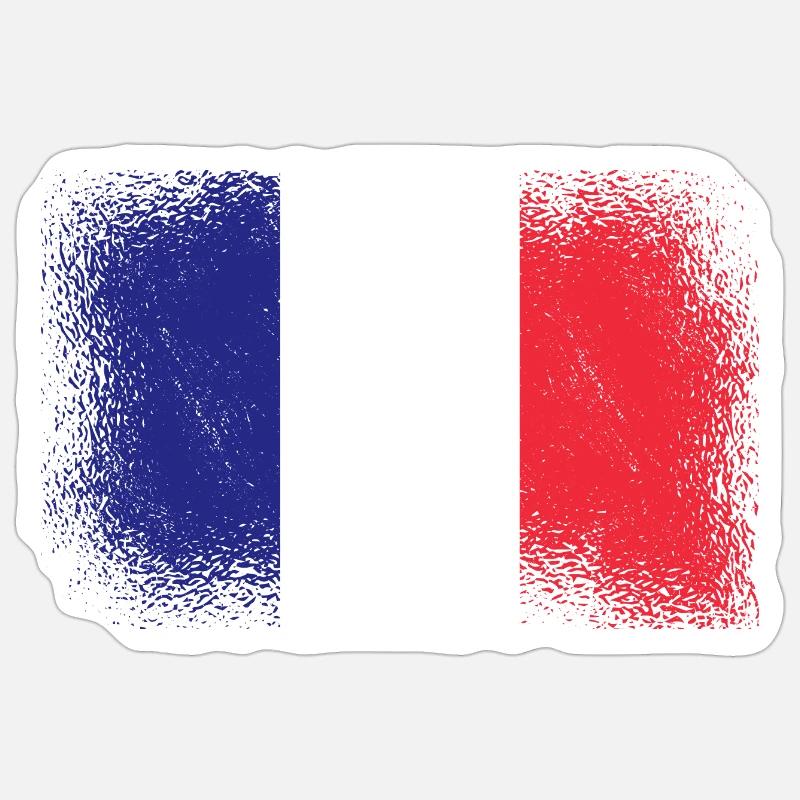 France Drapeau utilisé Look Drapeau français - Sticker taille S (10 x 10 cm) - blanc mat