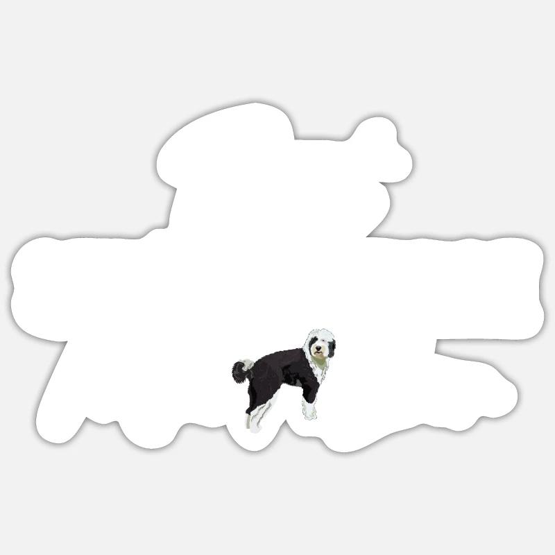 Sheepadoodle Doodle Hund - Sticker Größe S (10 x 10 cm) - Mattweiß