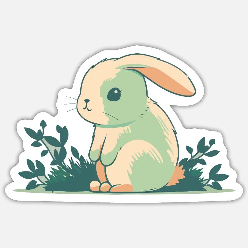 Lapin mignon - Sticker taille S (10 x 10 cm) - blanc mat