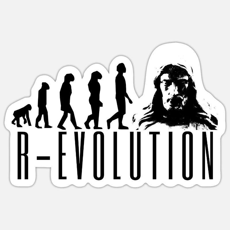 R-évolution Jésus - Sticker taille S (10 x 10 cm) - blanc mat