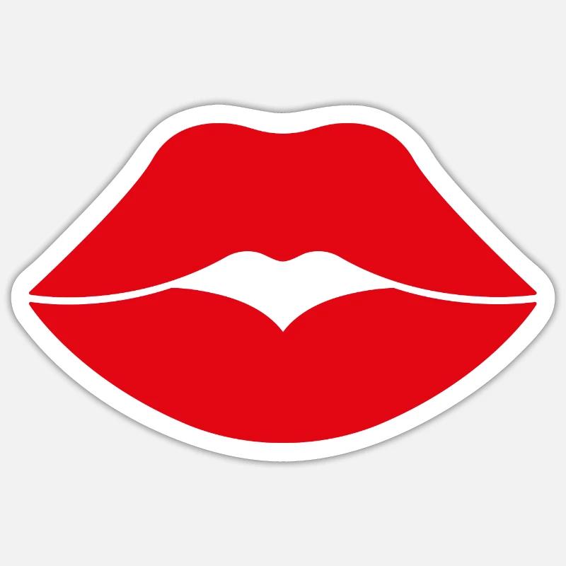 Embrasser la bouche - Sticker taille S (10 x 10 cm) - blanc mat