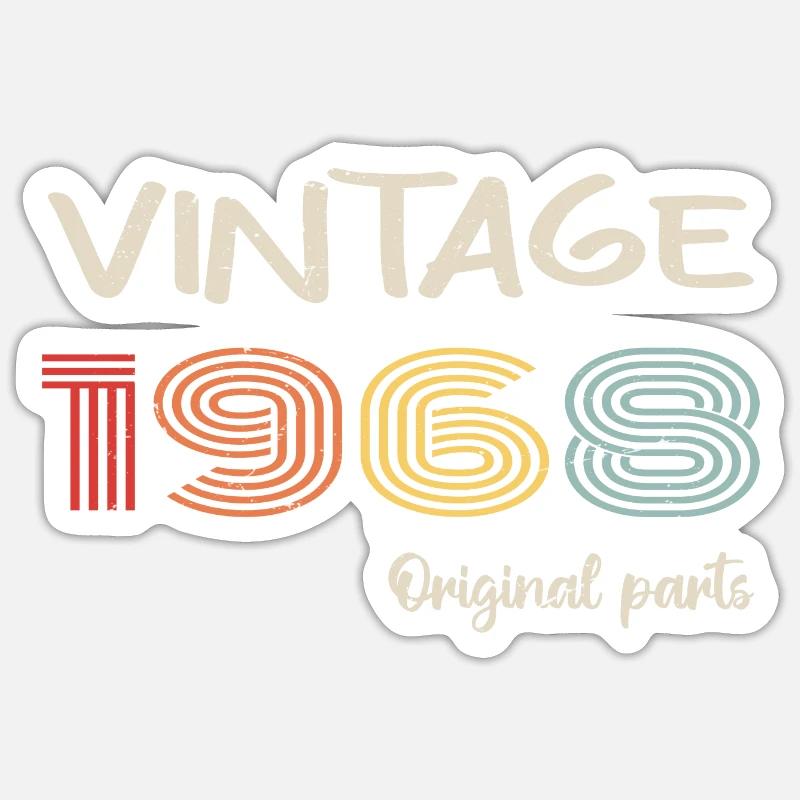 Original 1968 Vintage | Geburtstagsgeschenk 1968 - Sticker Größe S (10 x 10 cm) - Mattweiß
