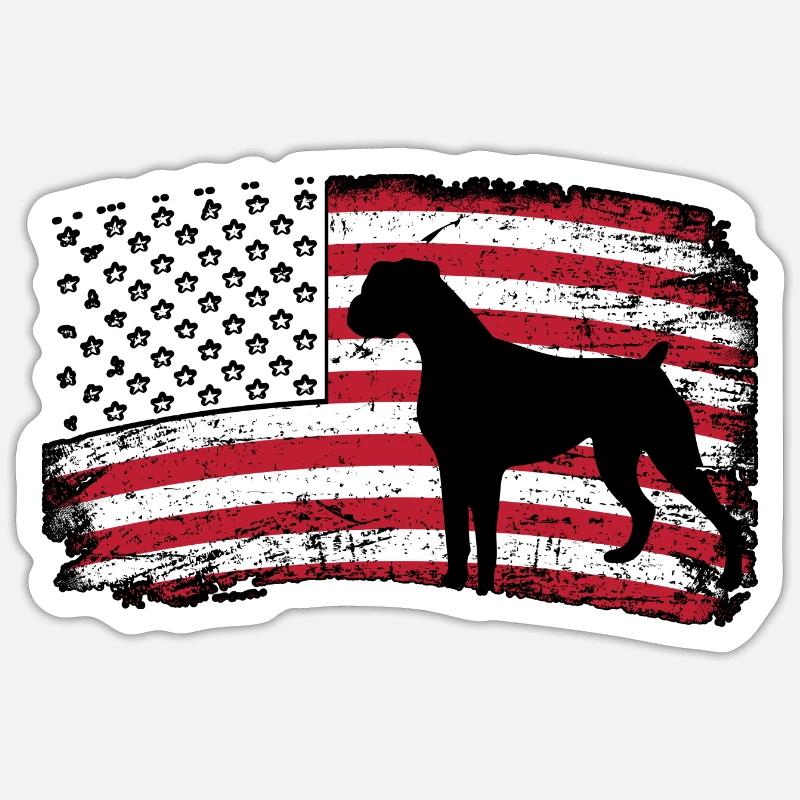 Boxer États-Unis - Sticker taille S (10 x 10 cm) - blanc mat