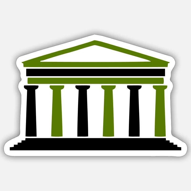 Bâtiment d’Athènes - Sticker taille S (10 x 10 cm) - blanc mat