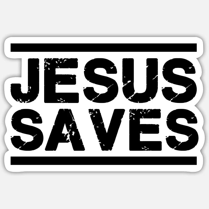 Jésus sauve - Sticker taille S (10 x 10 cm) - blanc mat